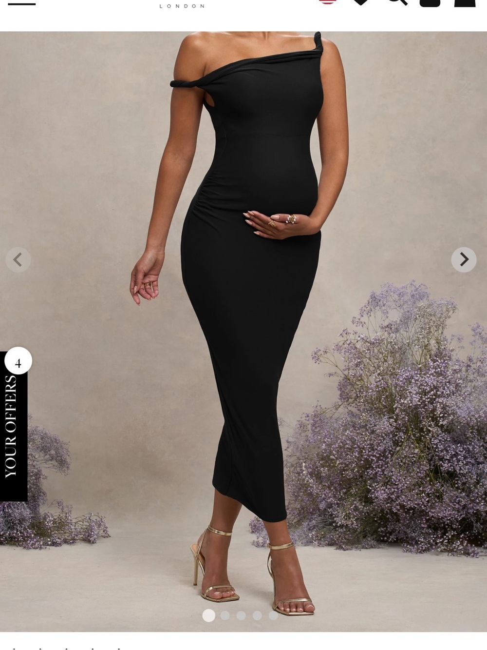 Club L London Black Off-Shoulder Maternity Maxi Dress